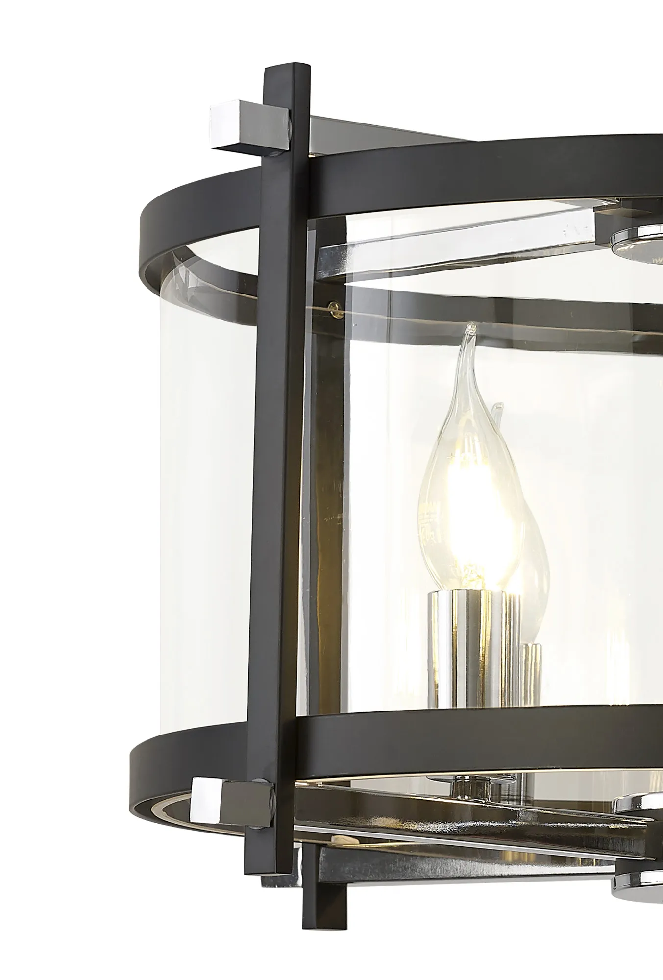 Nolan 46cm Glass Pendant 4 Light Black/Polished Chrome D0640  Deco Nolan